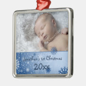 Foto van de eerste kerstversiering van de baby metalen ornament (Links)