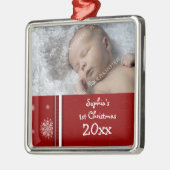Foto van de eerste kerstversiering van de baby metalen ornament (Links)