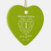 Foto van de eerste trouwdag van Peridot Keramisch Ornament (Rechts)