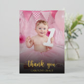 Foto van de eerste verjaardag Boho Rainbow Harteli Folie Feestdagenkaart (Staand Voorkant)