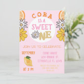 Foto van de eerste verjaardag van de roze roze roz kaart (Staand voorkant)