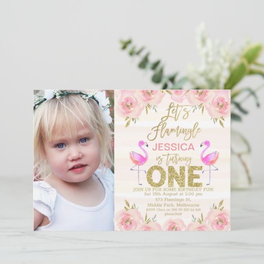 Foto van de eerste verjaardagsuitnodiging kaart (Staand voorkant)