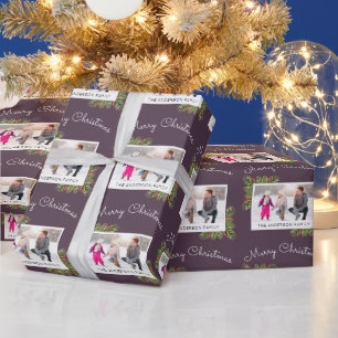 Foto   van de familie Kerstmis van de Naalden van Cadeaupapier