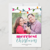 Foto van de feestdag met heldere kleurrijke kerstl feestdagenkaart (Voorkant)