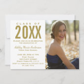 Foto van de  Floral Blue Gold Graduation Party Kaart (Voorkant)