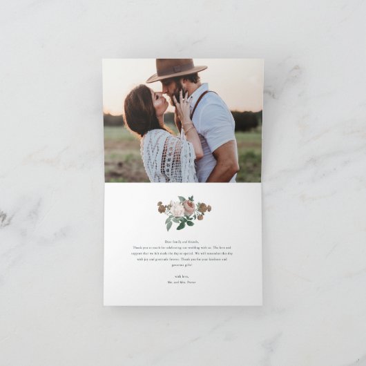  foto van de florale bruiloft - dank je kaart (Binnen)