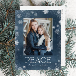 Foto van de Frosted Peace Navy Waterverf Feestdagenkaart