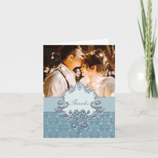 Foto van de gelukkige olifantenbruiloft Silver "Be Bedankkaart (Voorkant)