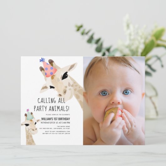 Foto van de Giraffe van de partij Kaart (Staand voorkant)