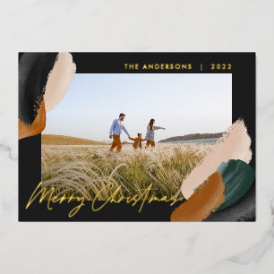 Foto van de groene terracotta moderne minimale wat folie feestdagenkaart