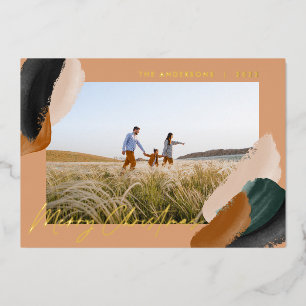 Foto van de groene terracotta moderne minimale wat folie feestdagenkaart