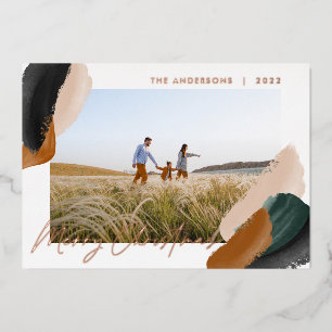 Foto van de groene terracotta moderne minimale wat folie feestdagenkaart