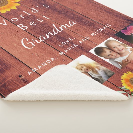 Foto van de grootmoeder collage rustige bruin sherpa deken (3/4)