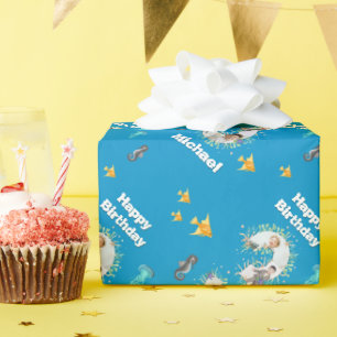 Foto van de grote 3de verjaardag onder het Zee Cadeaupapier