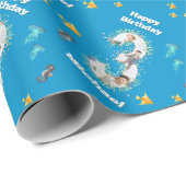 Foto van de grote 3de verjaardag onder het Zee Cadeaupapier (Rol Hoek)