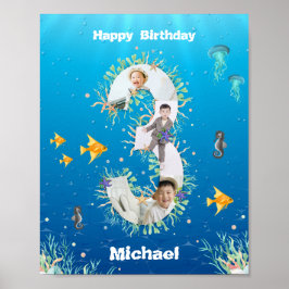 Foto van de grote 3de verjaardag onder het Zee Poster