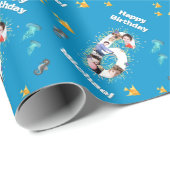 Foto van de grote 6e verjaardag onder het Zee Cadeaupapier (Rol Hoek)