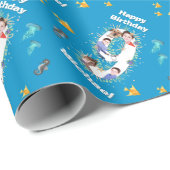 Foto van de grote 9de verjaardag onder het Zee Cadeaupapier (Rol Hoek)