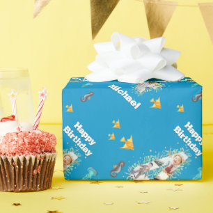 Foto van de grote vierde verjaardag onder het Zee Cadeaupapier