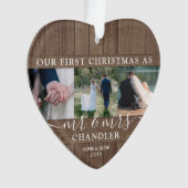 Foto van de heer & Mrs. 4 Eerste Kerstmis Rustic F Ornament (voorkant)