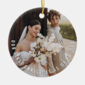 Foto van de heer & Mrs. First Square Simple Text C Keramisch Ornament (Voorkant)