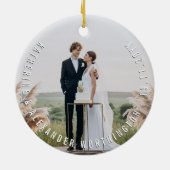Foto van de heer & Mrs. First Square Simple Text C Keramisch Ornament (Achterkant)