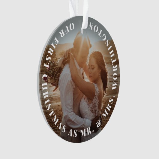 Foto van de heer & Mrs. First Square Simple Text C Ornament (voorkant)