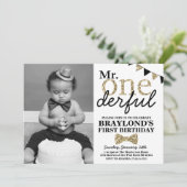 Foto van de heer Onederful Black en Gold First Bir Kaart (Staand voorkant)