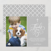 Foto van de Heilige Communie van het grijze Manusc Bedankkaart (Voorkant / Achterkant)