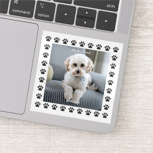 Foto van de hond, naam, mijn beste vriend, pootafd sticker