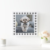 Foto van de hond, naam, mijn beste vriend, pootafd vierkante klok (Huis)