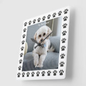 Foto van de hond, naam, mijn beste vriend, pootafd vierkante klok (Hoek)