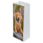 Foto van de juffrouw Hongaarse Vizsla Dog Puppy __ Wijn Cadeautas (Achterkant Gekanteld)