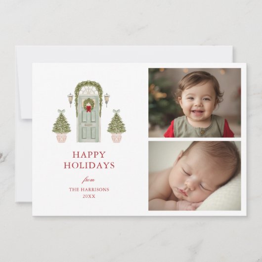 Foto van de kerstdeur feestdagenkaart (Voorkant)