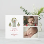Foto van de kerstdeur feestdagenkaart (Staand voorkant)