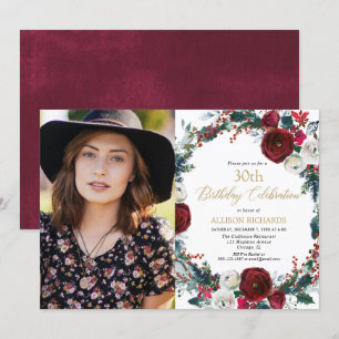 Foto van de kerstfeestdag: burgundy gold kaart