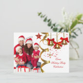 Foto van de kerstfeestdag Gold Red Black Kaart (Staand voorkant)