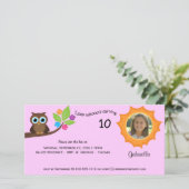 Foto van de Kinderpartij Owl Roze achtergrond uitn (Staand voorkant)