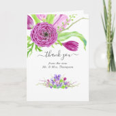 Foto van de kleurrijke Waterverf Floral Spring Wed Bedankkaart (Voorkant)
