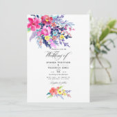 Foto van de kleurrijke Waterverf Floral Spring Wed Kaart (Staand voorkant)