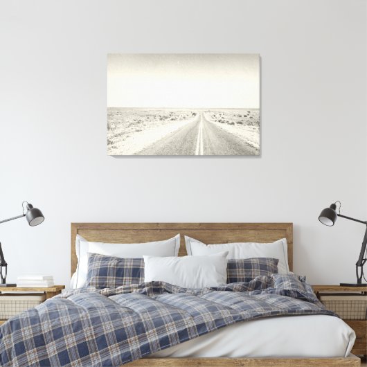 Foto van de kunstschilder van Open Road Desert Canvas Afdruk (Insitu (Slaapkamer))