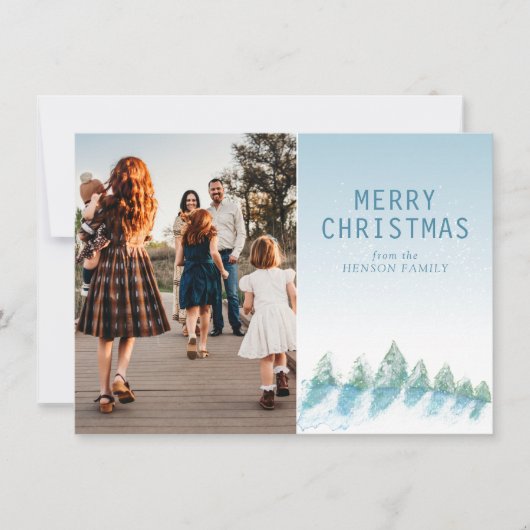 Foto van de kunstzinnige familie Forest Tree Water Feestdagenkaart (Voorkant)