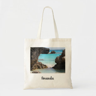 Foto van de kust van het eiland en tropisch Zee Tote Bag