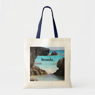 Foto van de kust van het eiland en tropisch Zee Tote Bag