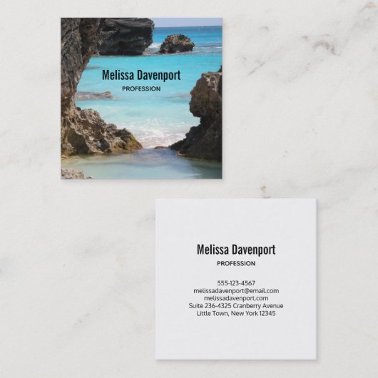 Foto van de kust van het eiland en tropisch Zee Vierkante Visitekaartje (Voorkant / Achterkant)