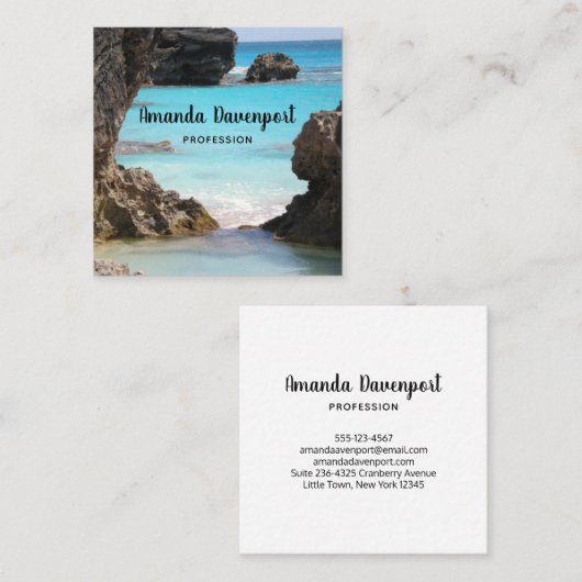Foto van de kust van het eiland en tropisch Zee Vierkante Visitekaartje (Voorkant / Achterkant)