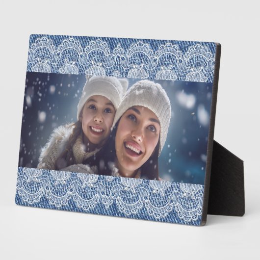 Foto van de Leegblauwe denim familie Fotoplaat (Zijkant)