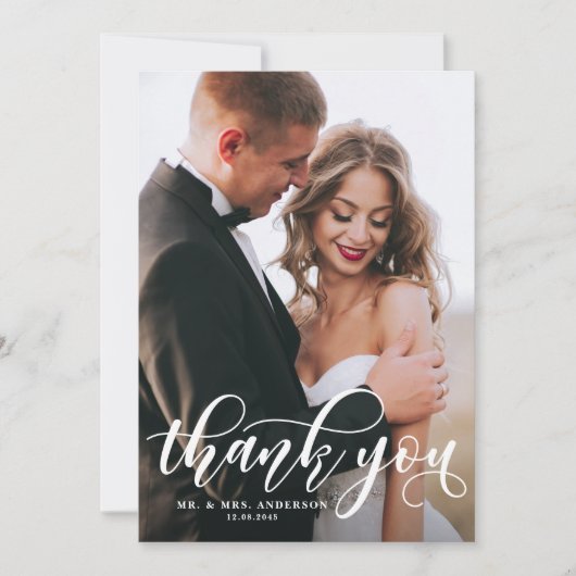 Foto van de liefdevolle moderne kalligrafie bedankkaart (Voorkant)