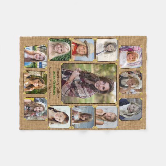 Foto van de middelbare school Collage Rustic Burla Fleece Deken (Voorkant (Horizontaal))