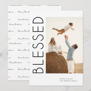 Foto van de minimalistisch gevlekte pretfamilie feestdagenkaart